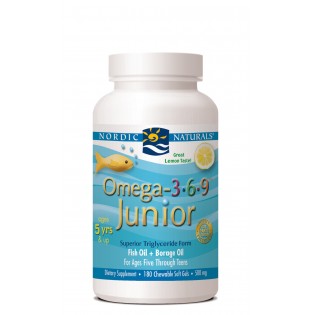Nordic Naturals Omega-3.6.9 Junior, Lemon 180 Chewable Soft Gels